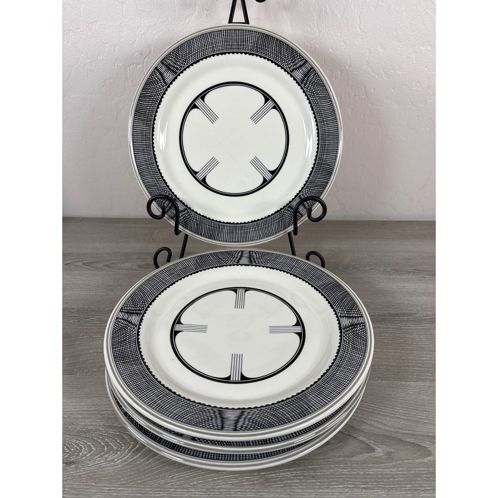 HF Coors Santa Fe Railway Mimbreno Dinner Plates Black White Set of 4 10.5"
